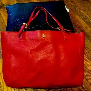 Large Red Tory Burch Padded Bag.